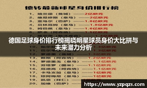 德国足球身价排行榜揭晓明星球员身价大比拼与未来潜力分析